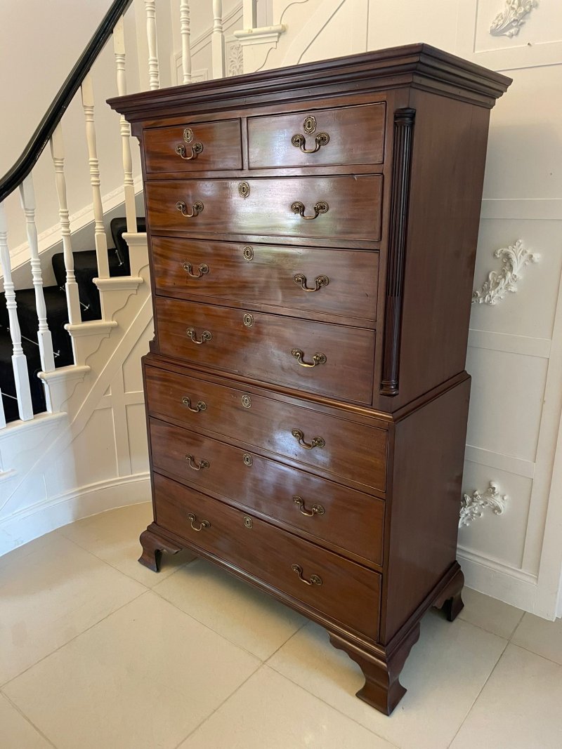 Antique 18th Century George III Mahogany Chest on Chest of Drawers - Image 4